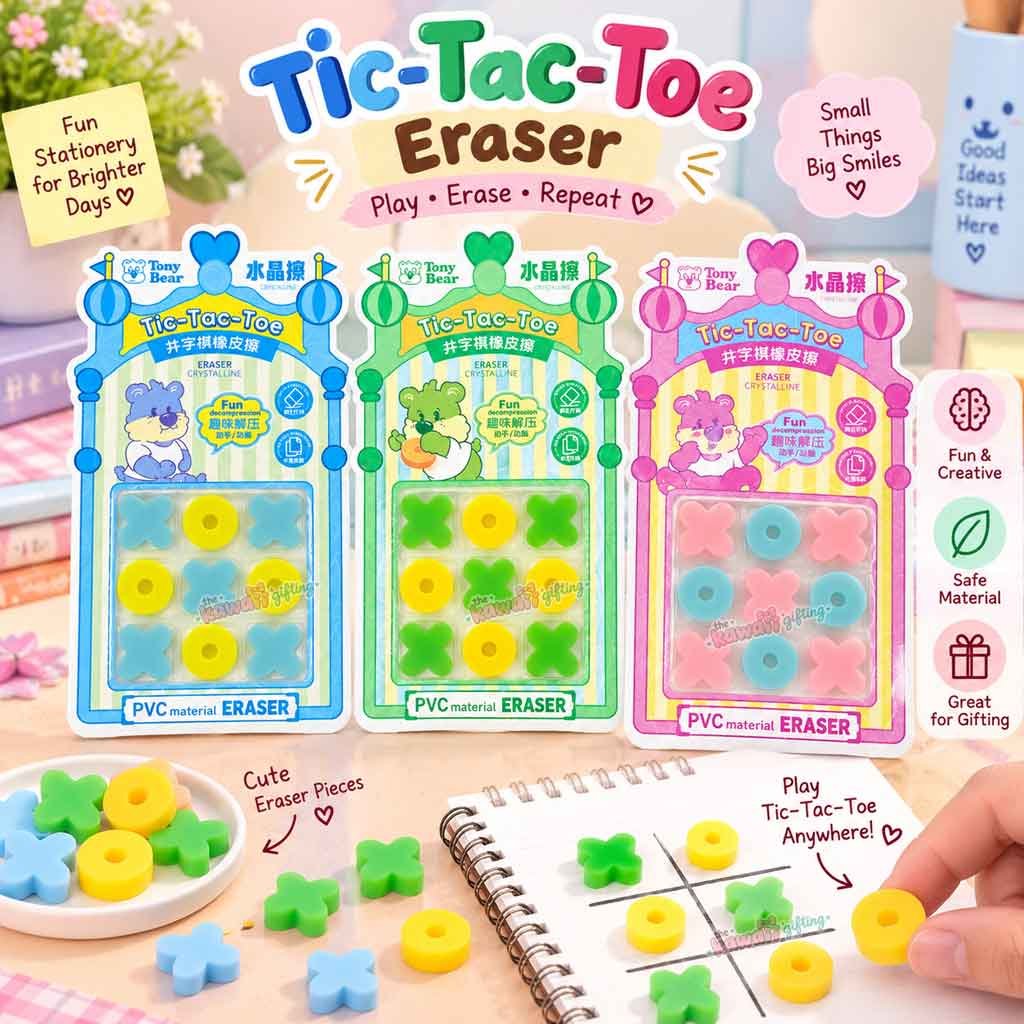 Fancy eraser | cute eraser| tic tac toe eraser