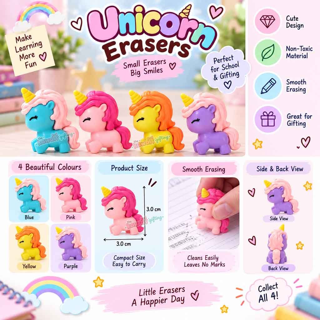 unicorn cute eraser | fancy eraser | pencil eraser
