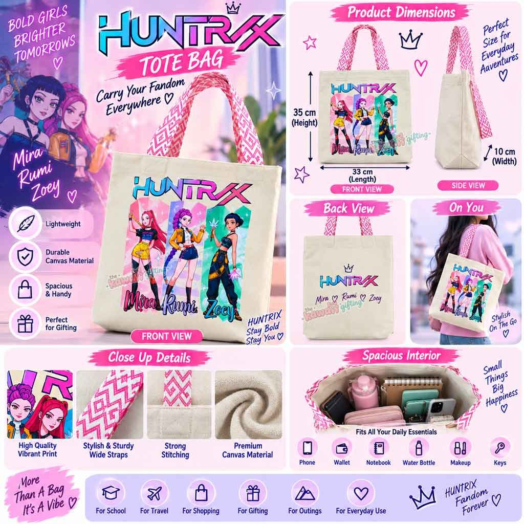 K-Pop Canvas Tote Bag| Canvas Tote Bag| Shoulder Bag for Girls| Cute Tote Bag