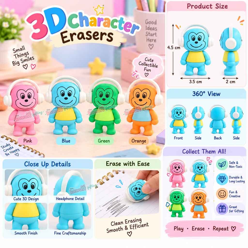 fancy pencil eraser | cute eraser | monkey eraser