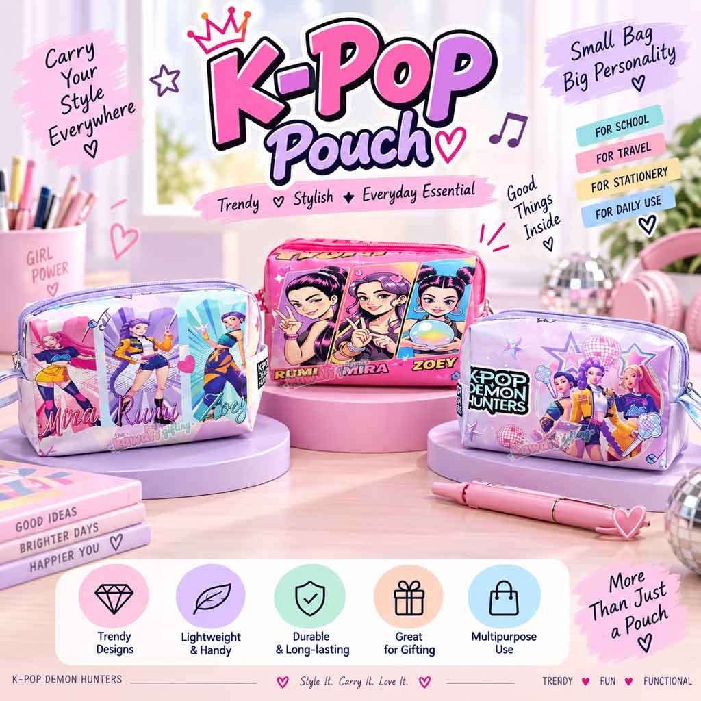 Huntrix K-Pop Pencil Pouch | pencil case| stationery pouch