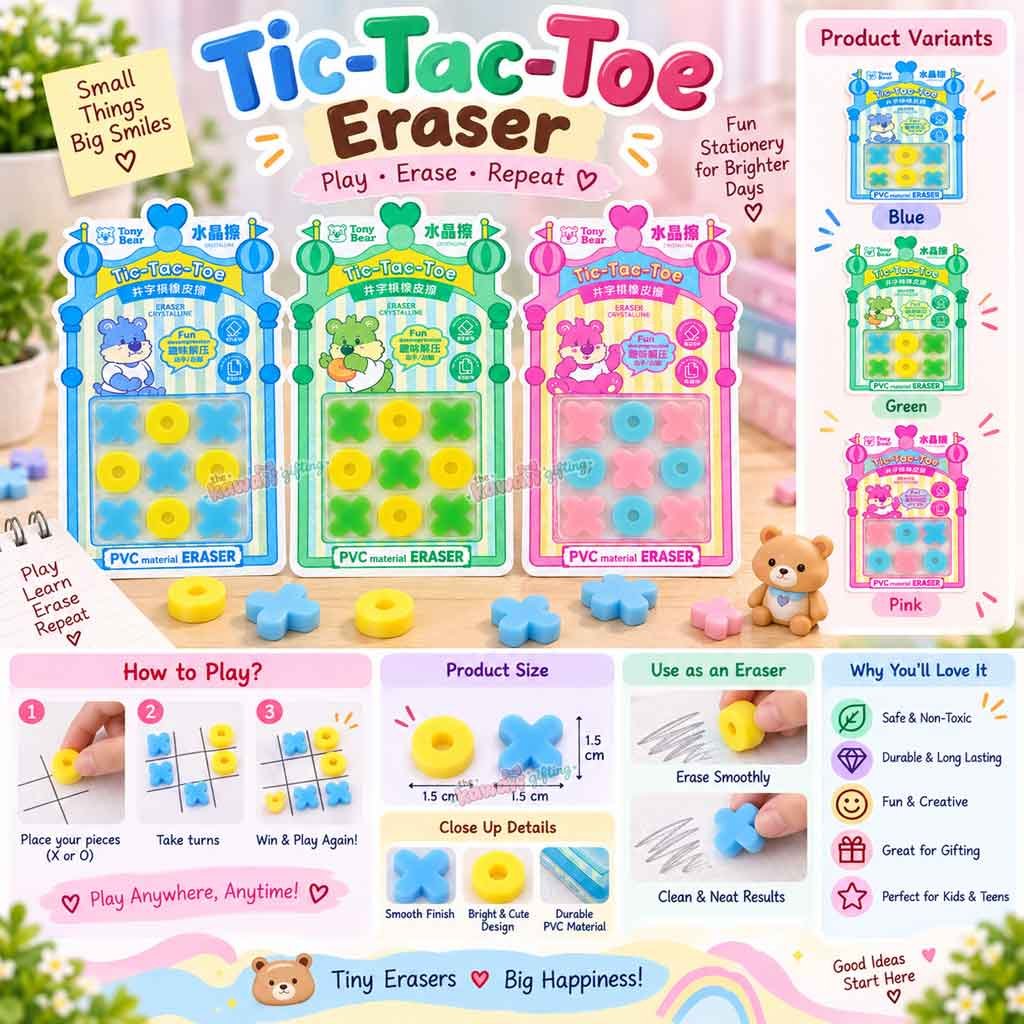 Fancy eraser | cute eraser| tic tac toe eraser