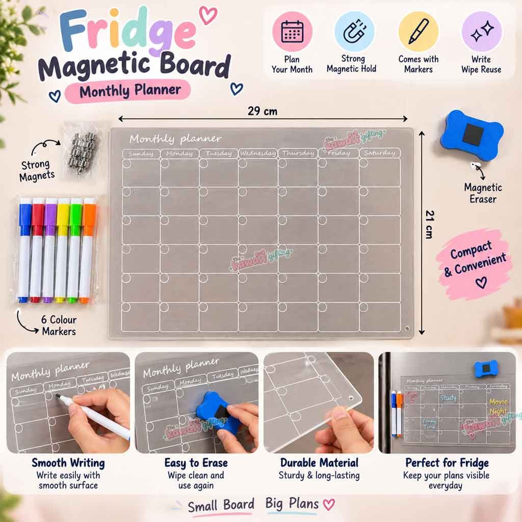 Fridge Magnetic Board | Monthly Planner | Gift Item