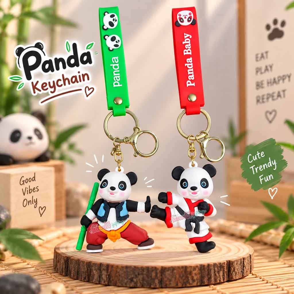 Panda Keychain | Cute keychain | Rubber Keychain